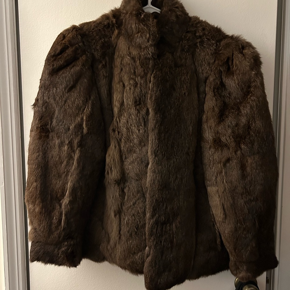 Vintage Brown Fur Rabbit Coat